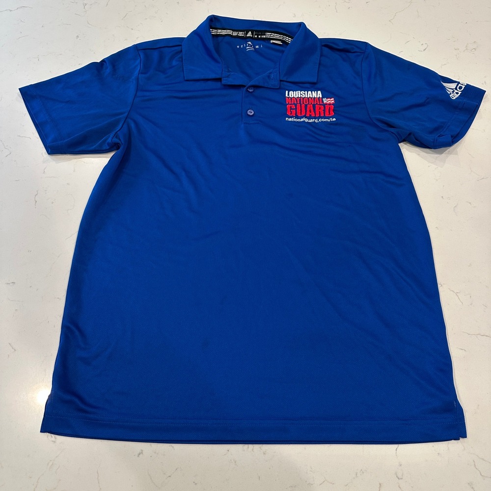 Adidas Louisiana National Guard Climalite Polo Shirt Blue Mens Medium Snag Stain
